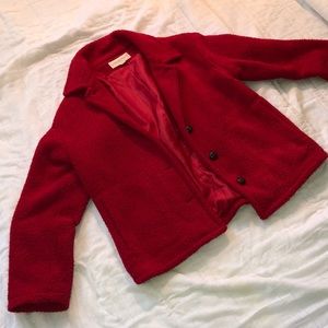NWOT Red Sandro Sherpa Coat Sz S